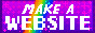 a button that says 'Make a Website' with a rainbow strip in the background.