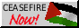 a button that says 'Ceasefire Now' with a waving Palestinian flag.