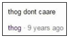 a stamp that says 'thog don't caare'.